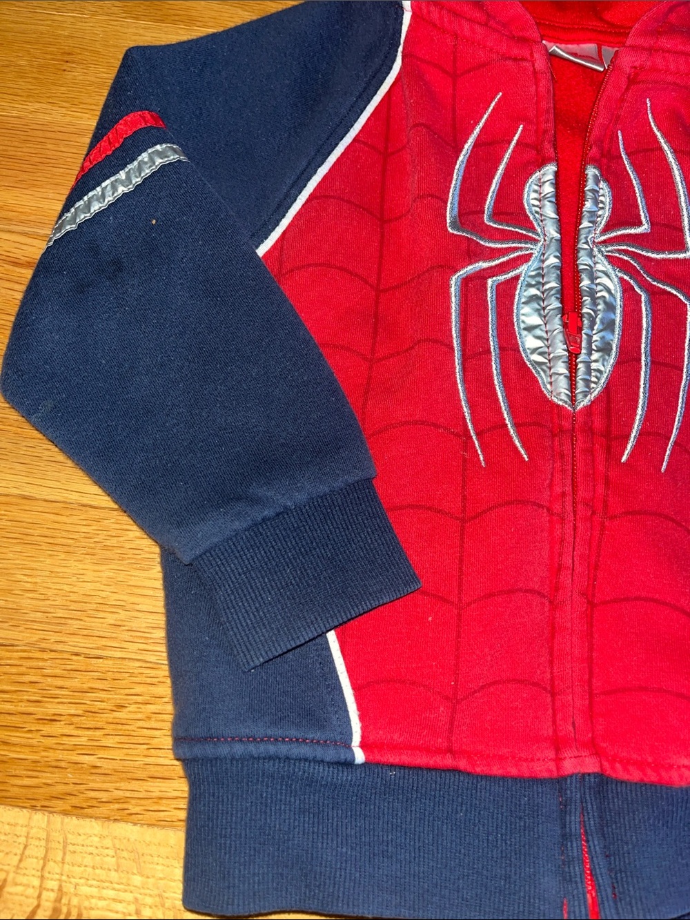 Spiderman Red and Navy Hooded Zip-Up Sweatshirt - Picture 7 of 8